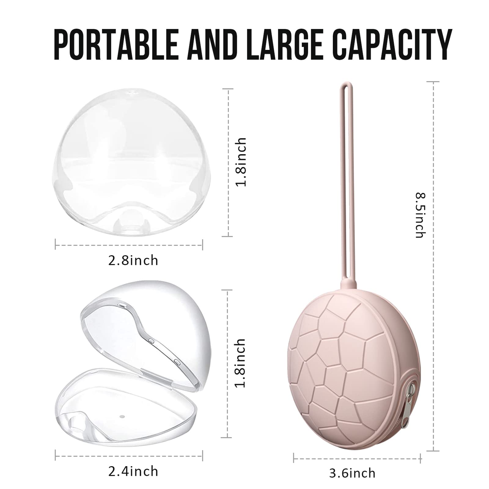 Smlpuame pink pacifier holder case zipper close showing secure closure