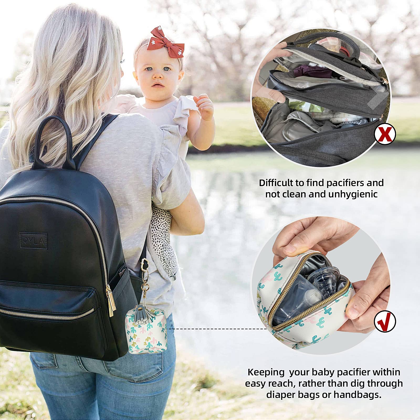 Smlpuame pacifier holder case opens to store teether toys