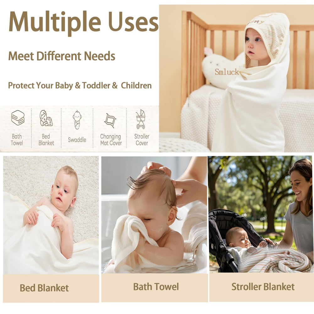 Smluckyg hooded towel brown folded neatly for compact storage.