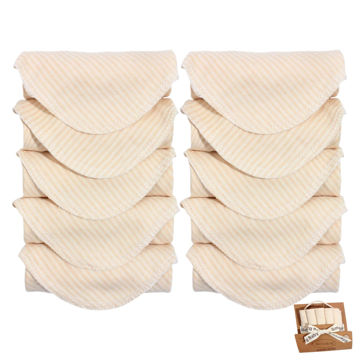 Smluckyg organic cotton baby washcloths stripes close-up — ultra-soft for delicate newborn skin