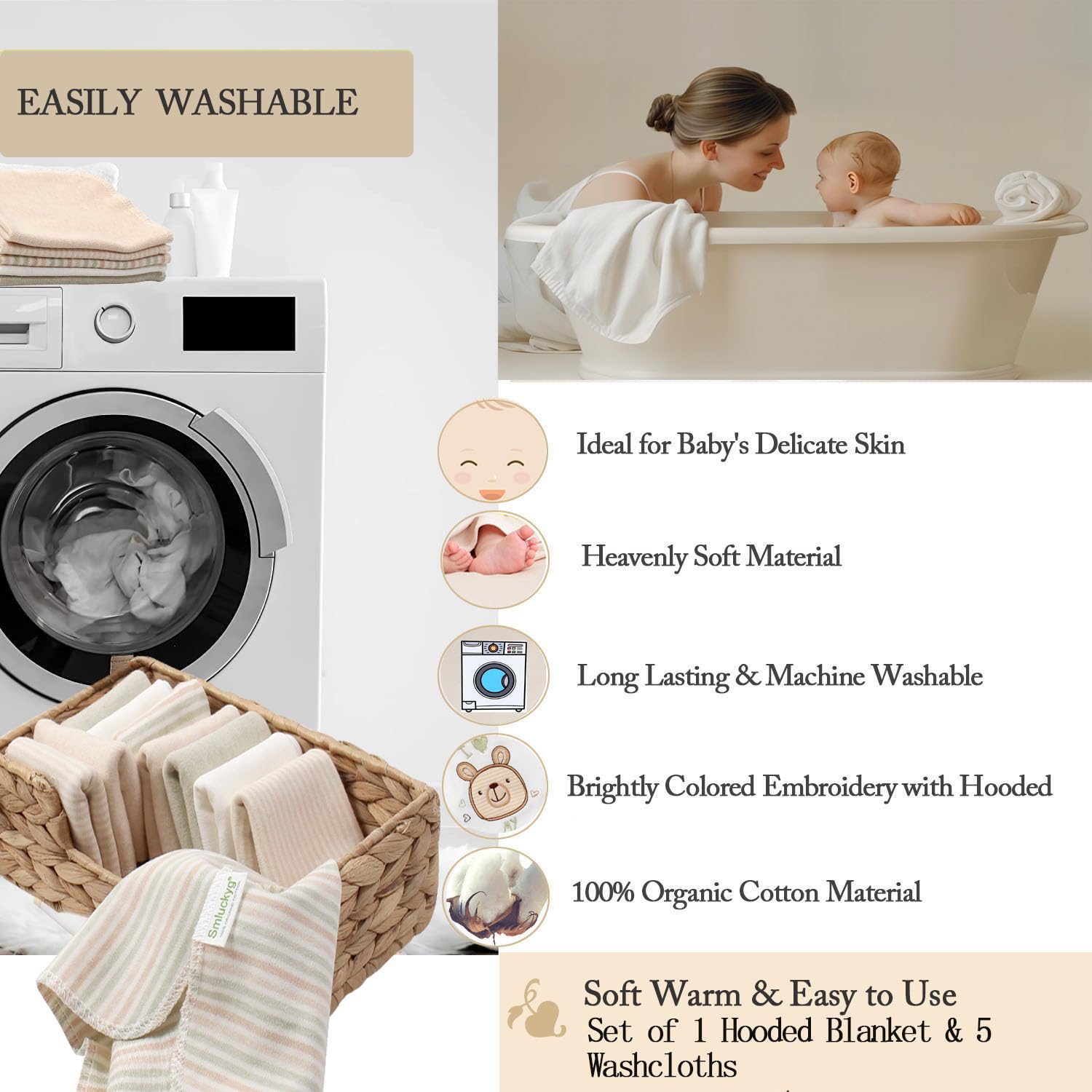 Smluckyg travel-ready baby bath kit brown towel for on-the-go.