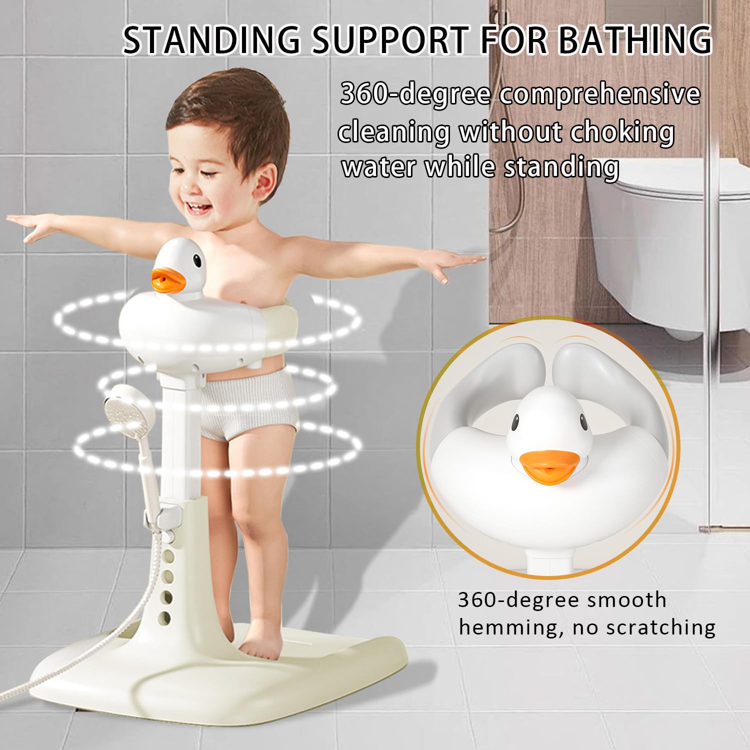 SMLXLXX bath-shower-standing-support shows anti-slip feet for safer bath time.