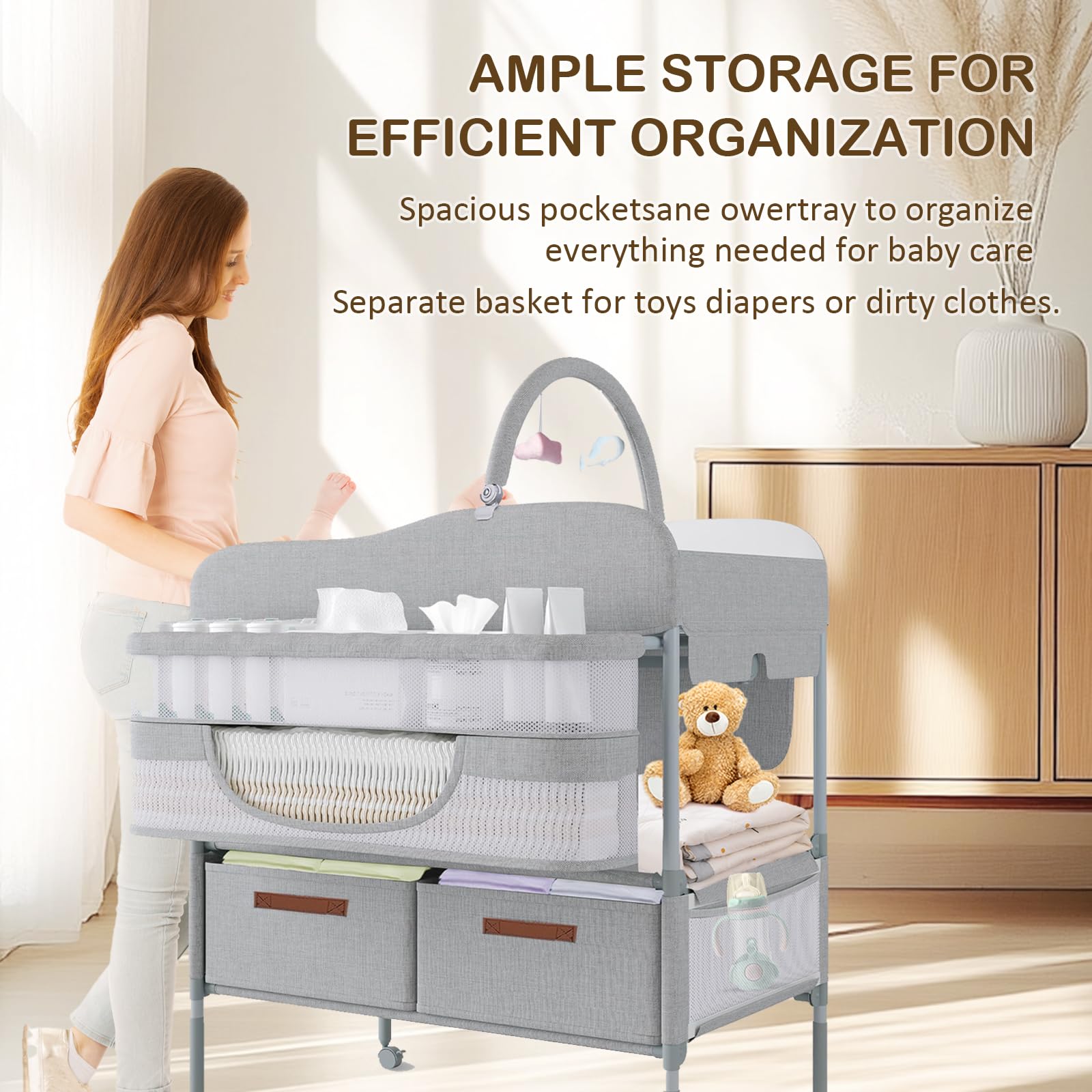 SMLXLXX waterproof PVC changing surface is easy to wipe after diaper changes