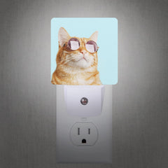 Smoaffly glasses-cat night light, top view, emits a gentle dusk-to-dawn glow.