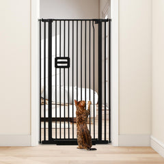Smonter 55in extra-tall gate provides reliable containment for dogs and cats at home.