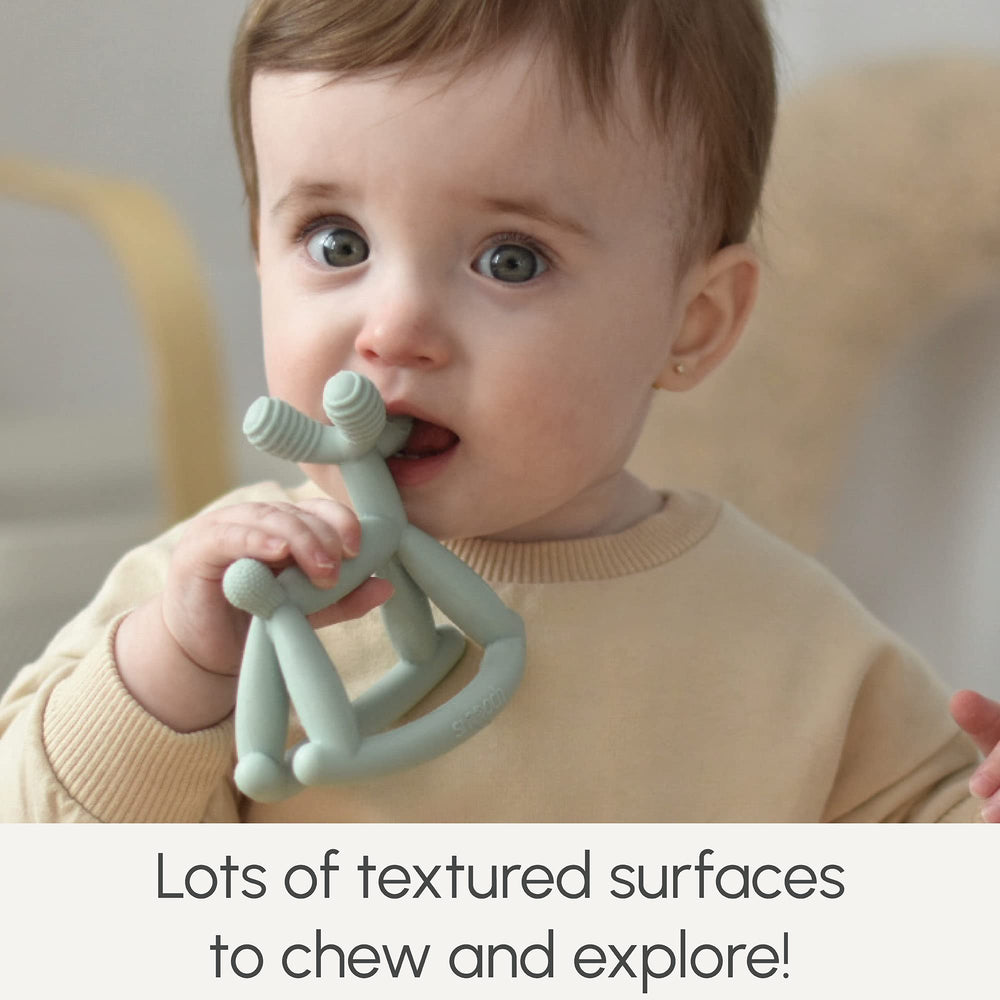 Smooch rocking teether single-piece silicone design enhances safety with no removable parts