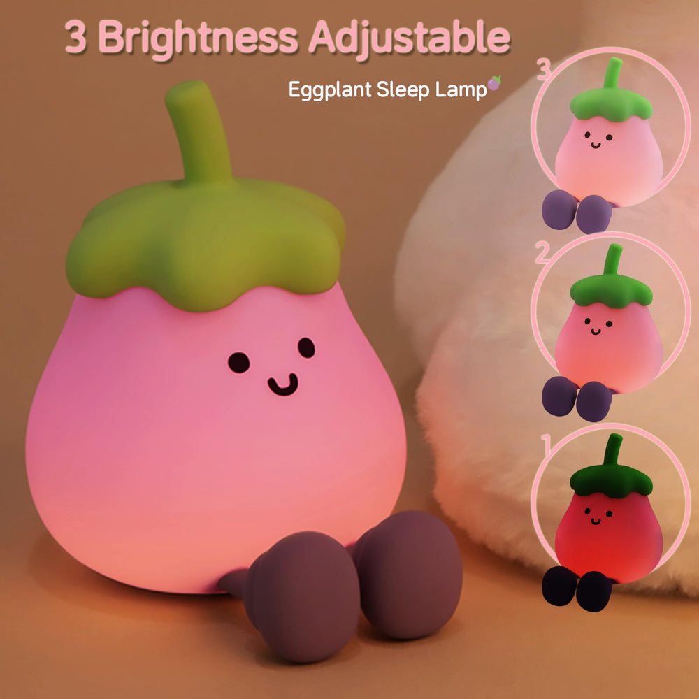 SMOORITA eggplant night light grip-side with kid-friendly silicone