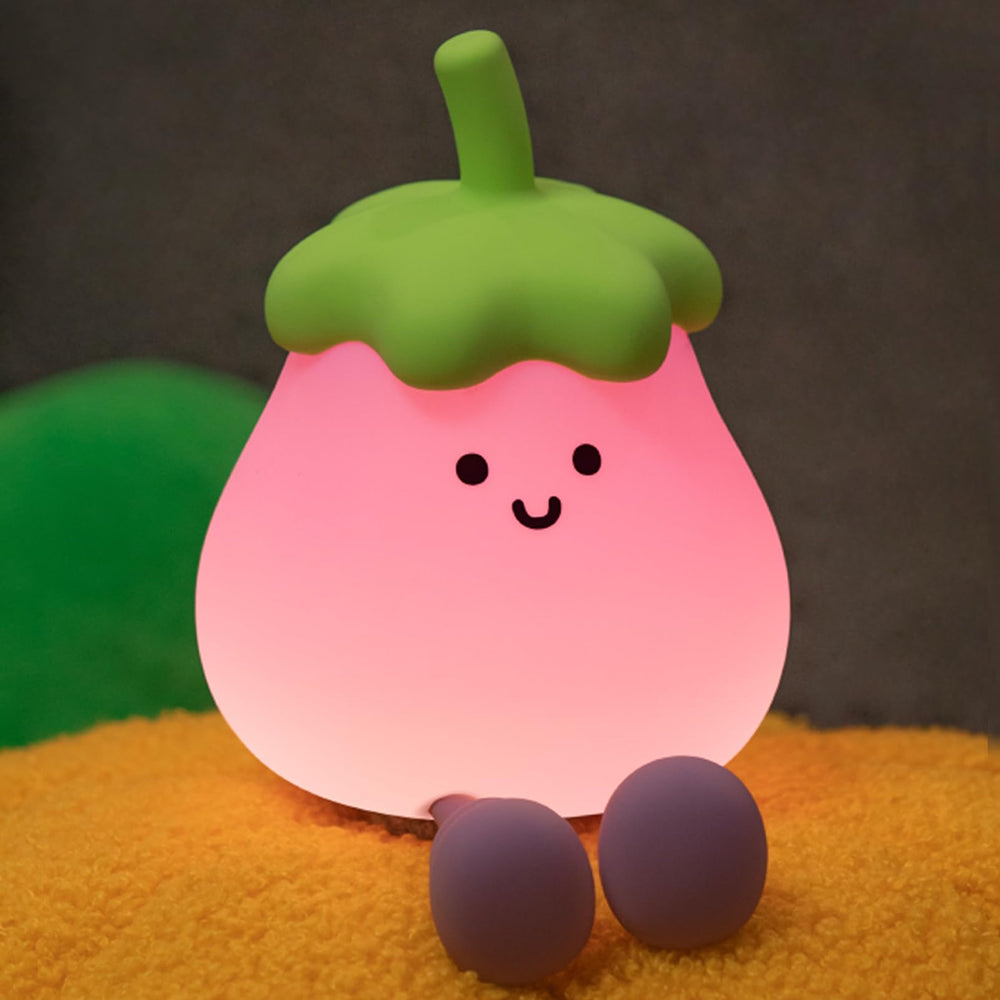 SMOORITA eggplant night light on casts gentle glow for bedtime