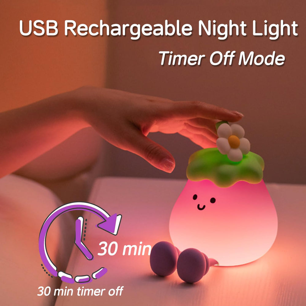 SMOORITA eggplant night light rechargeable design for cordless nights