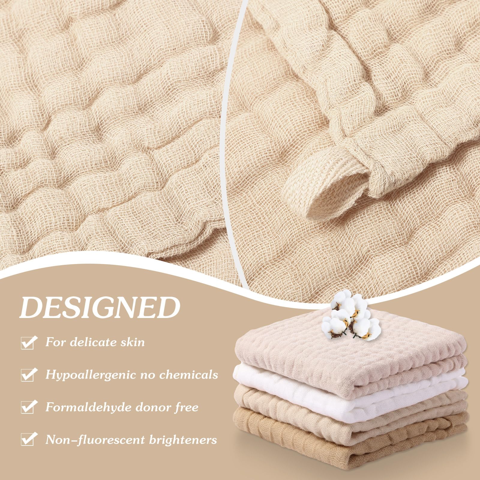 SmoothNovelty 6-layer cotton washcloth focusing on softness and absorbency