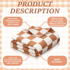 SmoothNovelty brown checkered blanket on nursery crib provides soft comfort for nap time