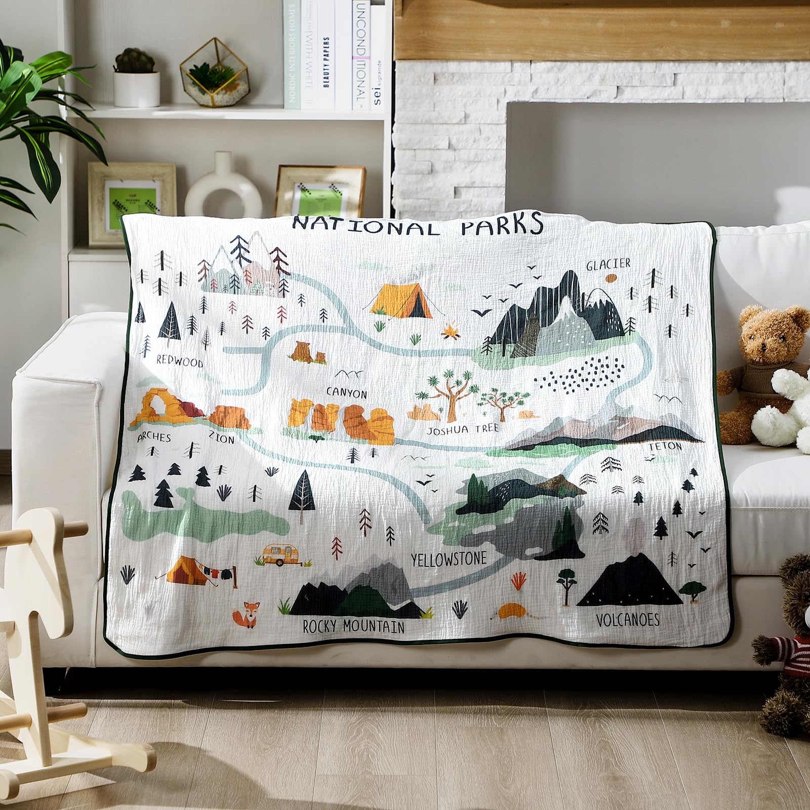 SmoothNovelty grand canyon motif blanket, nature-inspired design sparks outdoor curiosity.