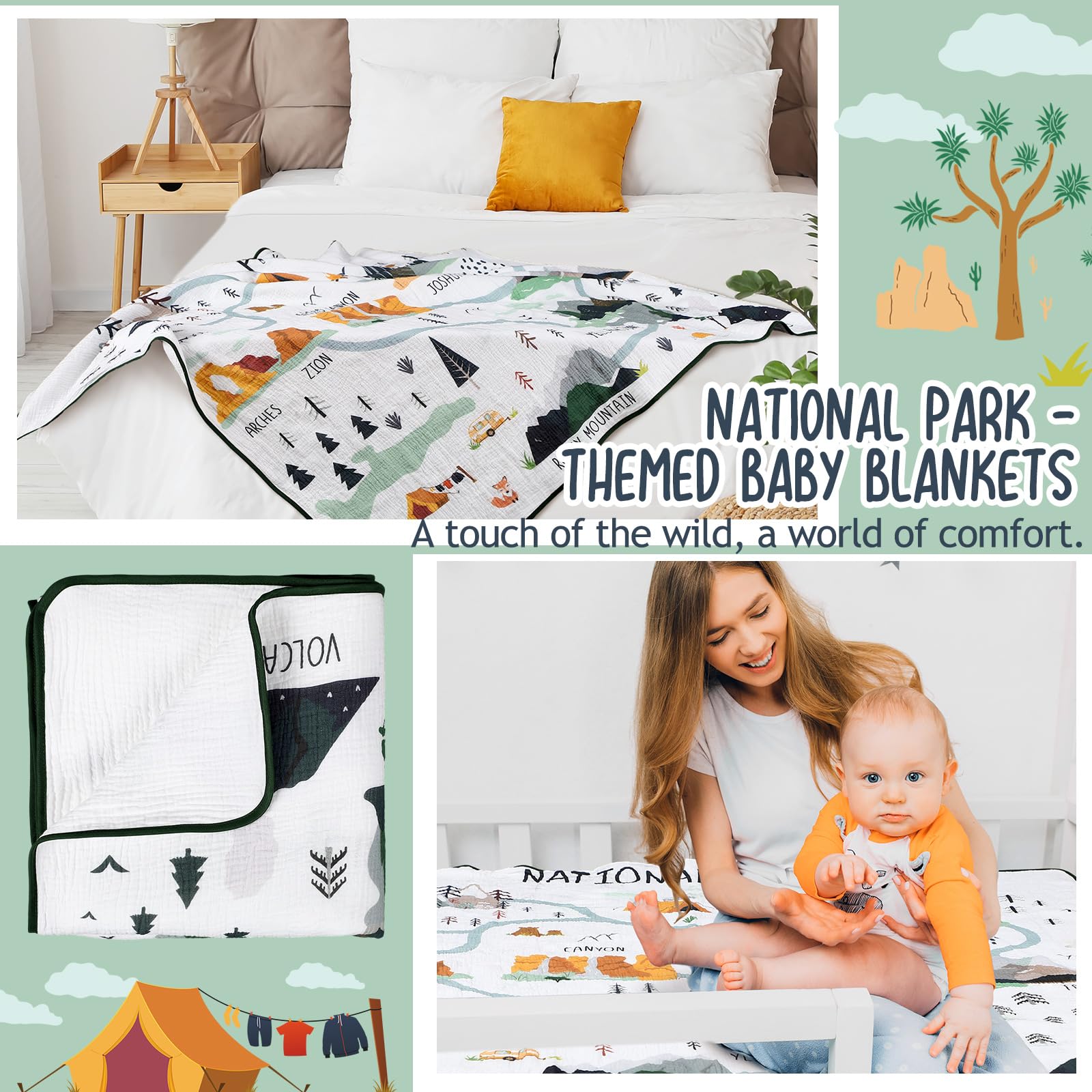 SmoothNovelty blanket outdoors with hiking gear, versatile for camping and adventure outings.
