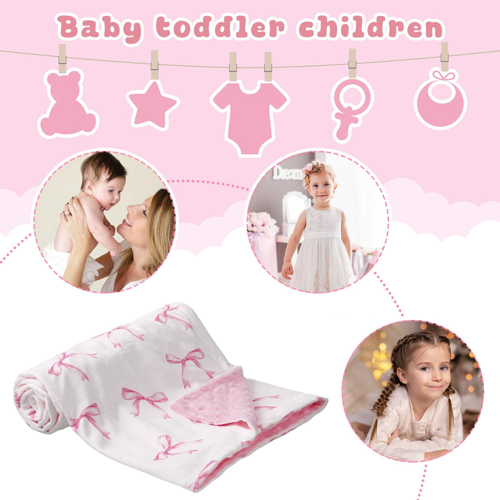 SmoothNovelty pink bow blanket serves as cozy multipurpose wrap.