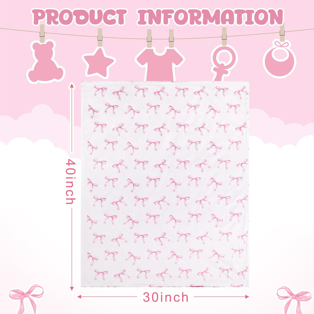 SmoothNovelty pink bow blanket for stroller rides with warm, soft feel.