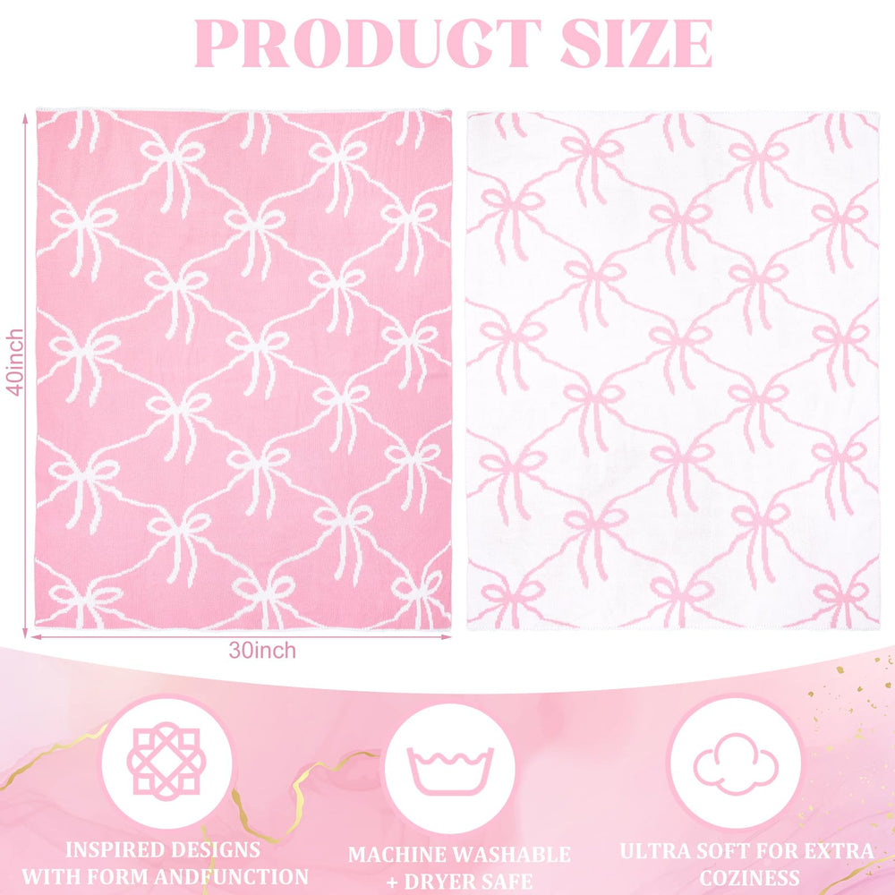 SmoothNovelty Pink Bow Knit Swaddle Blanket fabric texture highlighting breathable cotton