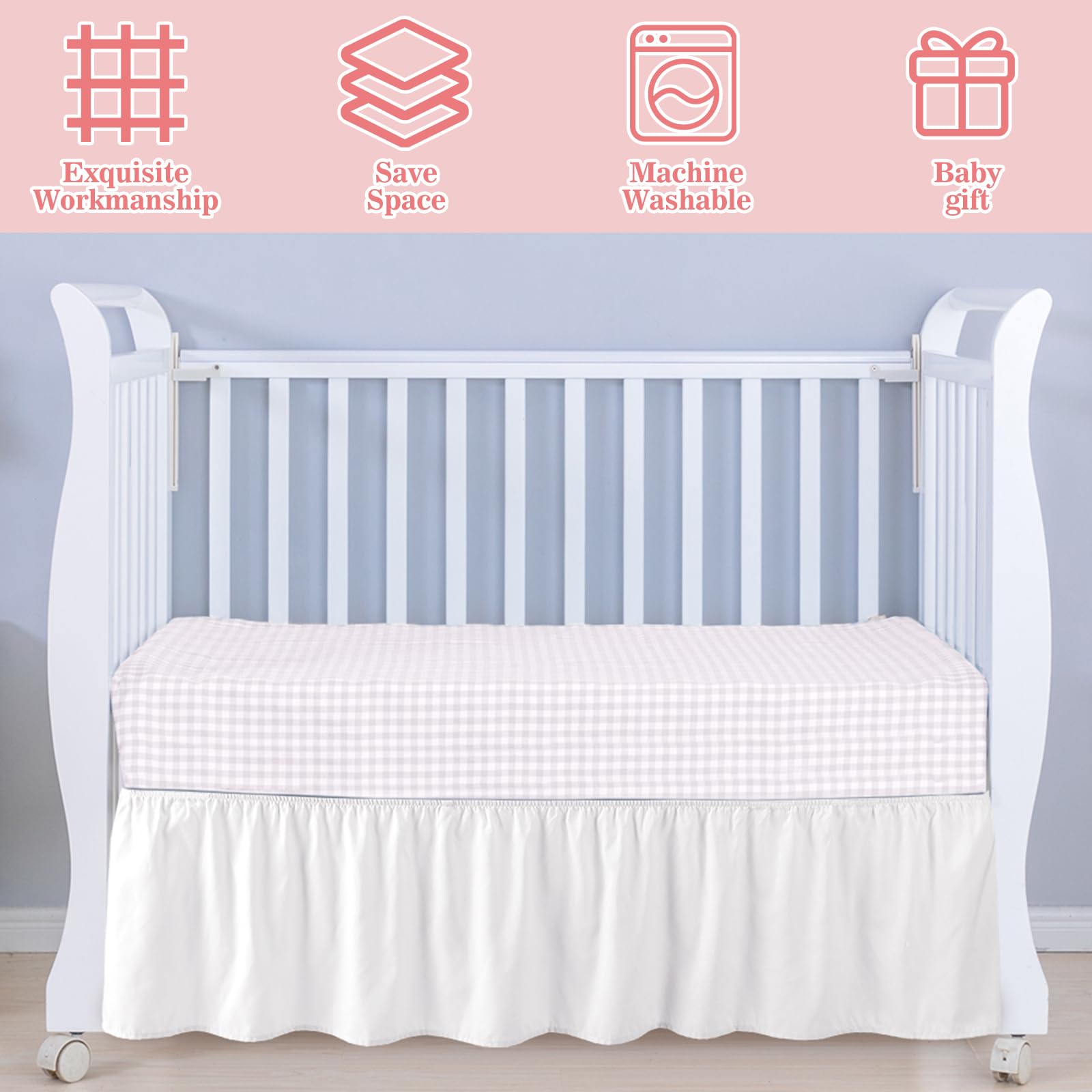 SmoothNovelty pleated design elevates nursery style with a refined, timeless silhouette.
