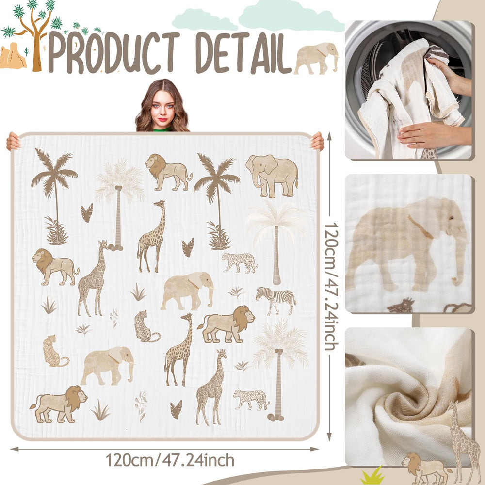SmoothNovelty Safari Animal Blanket elephant-design highlights playful nursery decor and cozy warmth.