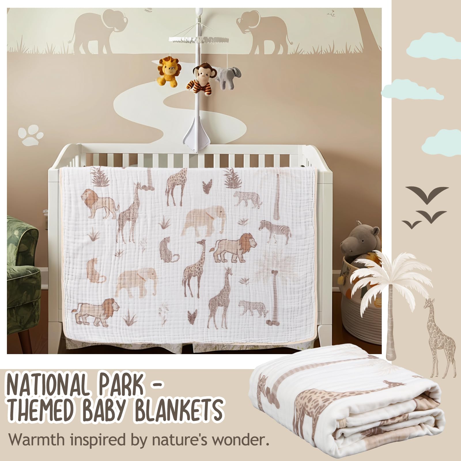SmoothNovelty Safari Animal Blanket in-stroller-use ideal for tummy time and travel warmth.