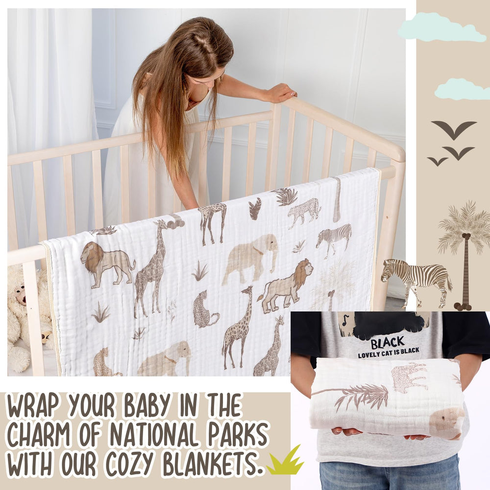 SmoothNovelty Safari Animal Blanket nursery-decor demonstrates versatile snuggling for stroller time.