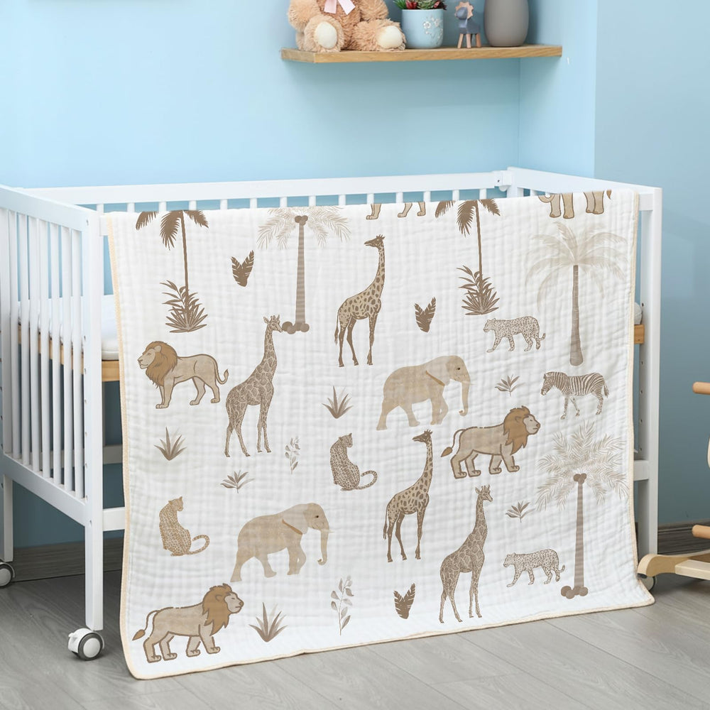 SmoothNovelty Safari Animal Blanket washcare shows easy machine wash and quick-drying care.