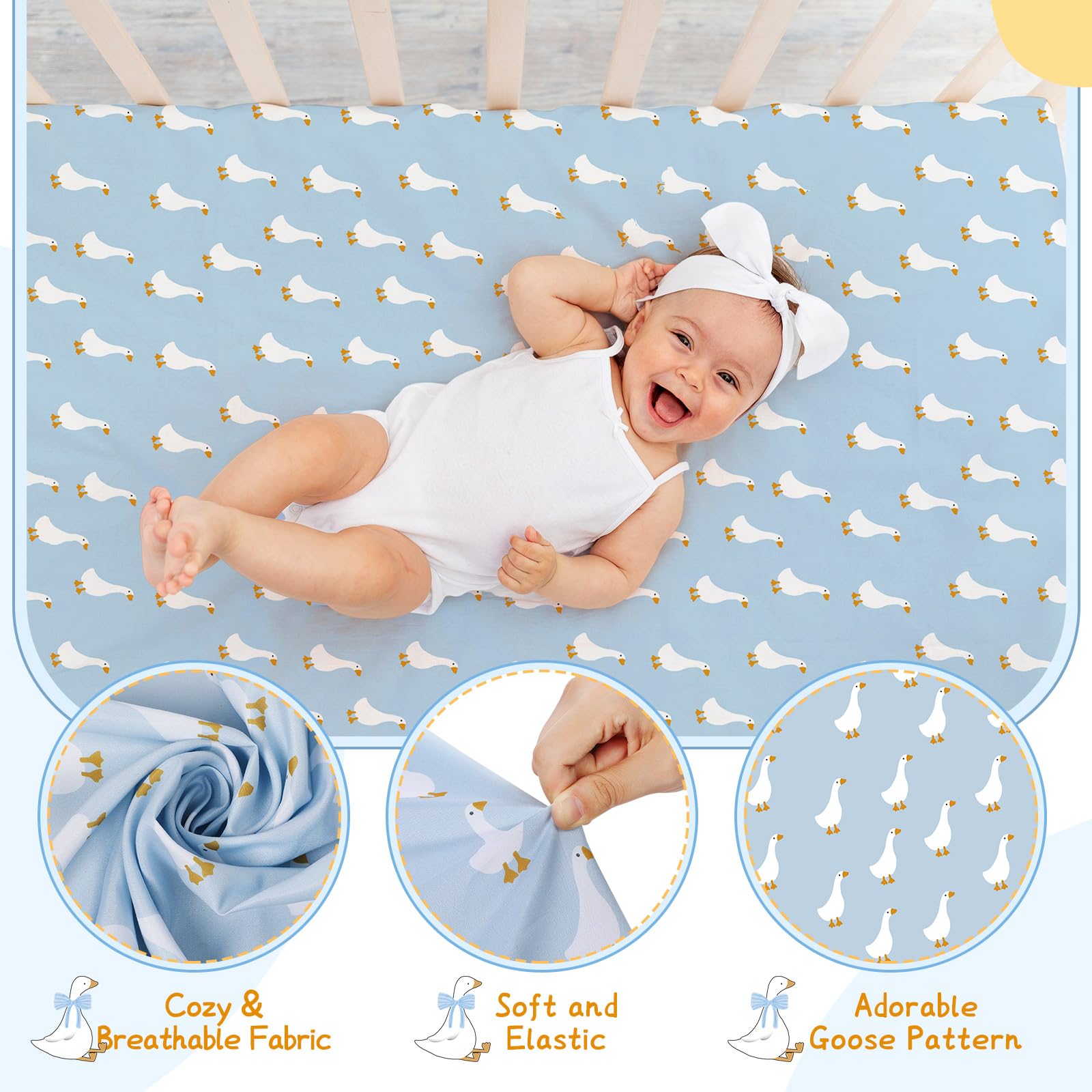 SmoothNovelty soft microfiber crib sheet feels gentle on skin and breathable.
