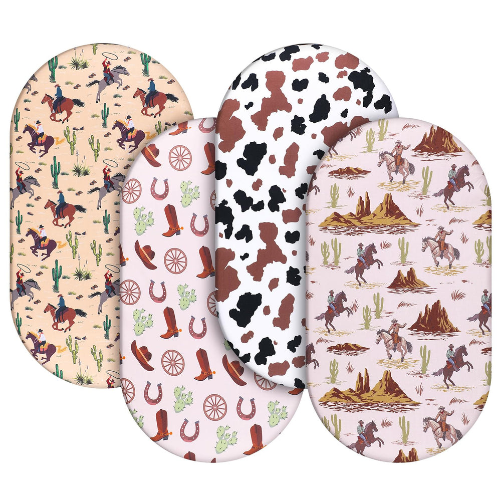 SmoothNovelty western cowboy bassinet sheet—soft polyester fabric for baby comfort.