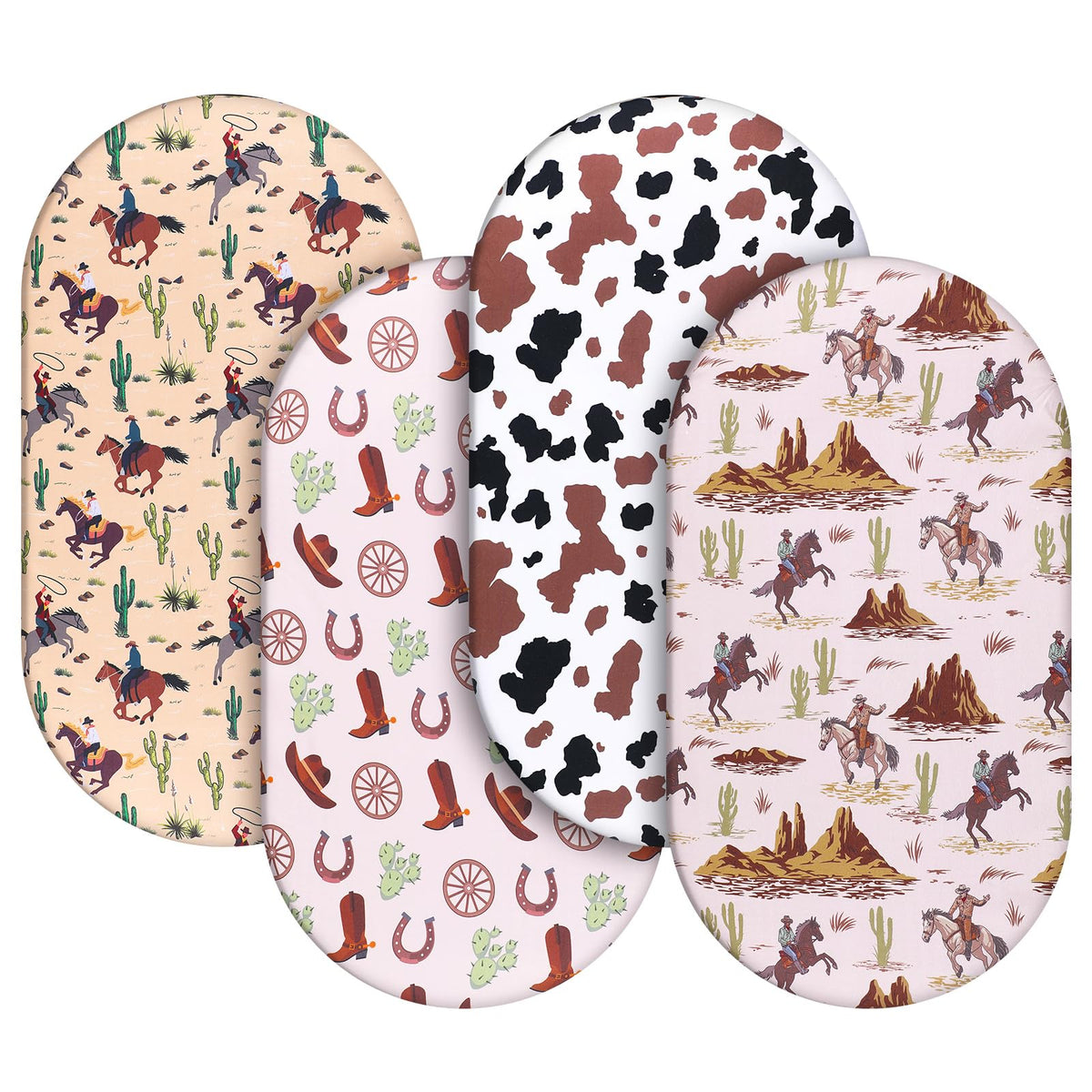 SmoothNovelty western cowboy bassinet sheet—soft polyester fabric for baby comfort.