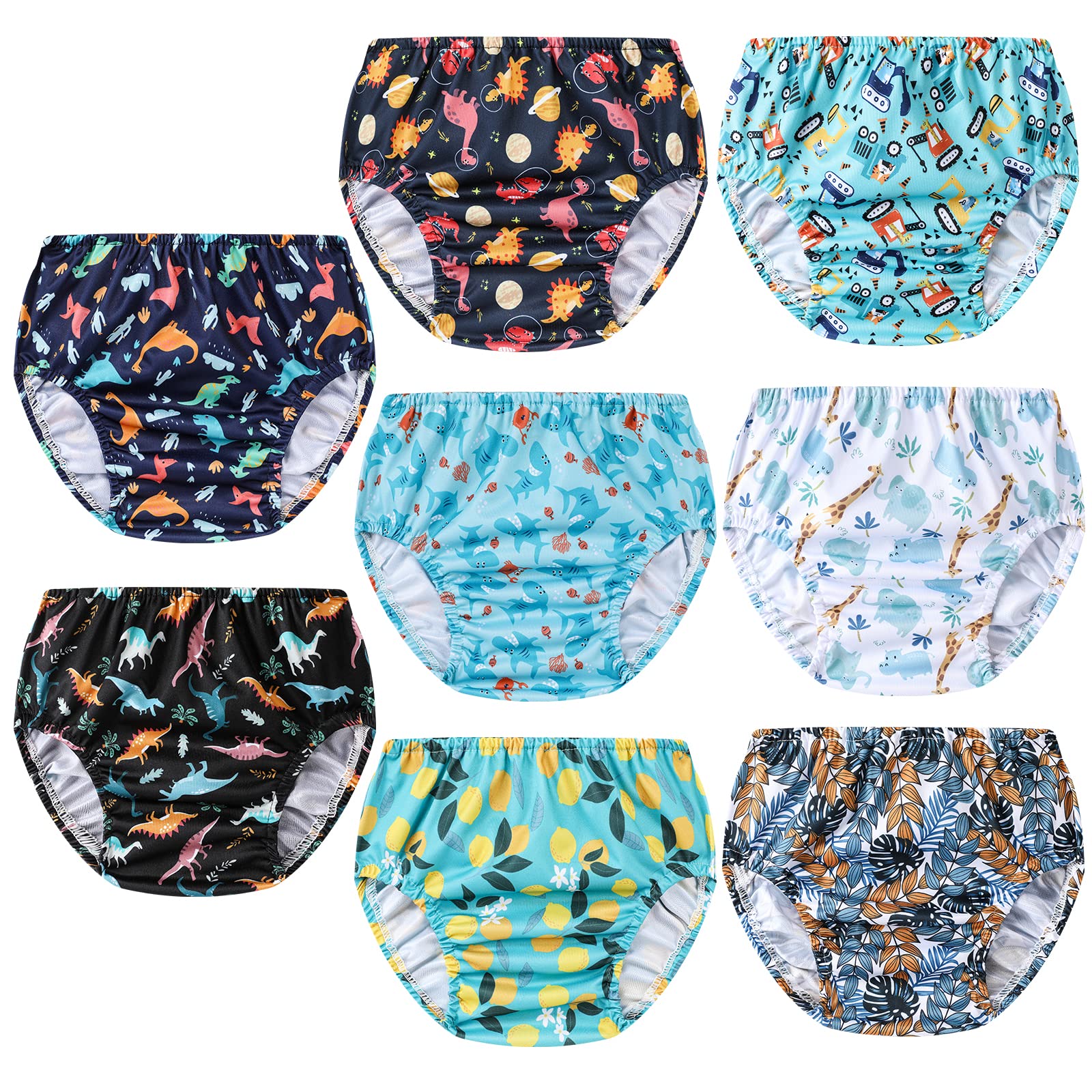 SMULPOOTI 8-pack training pants patterns provide reusable potty protection for toddlers.