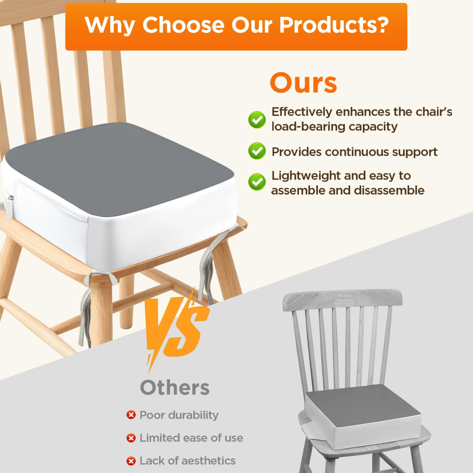 SMZCTYI booster seat uses waterproof PU cover for easy cleaning.