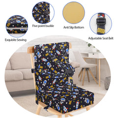 SMZCTYI booster seat adjustable belts fit most chairs for stability.