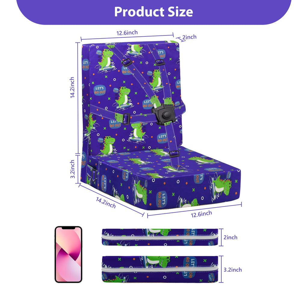 SMZCTYI booster seat blue with adjustable belts for a snug fit.