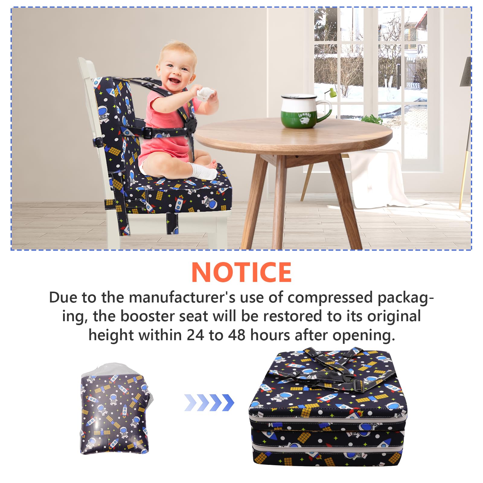 SMZCTYI booster seat fits various dining chairs for versatile homes.