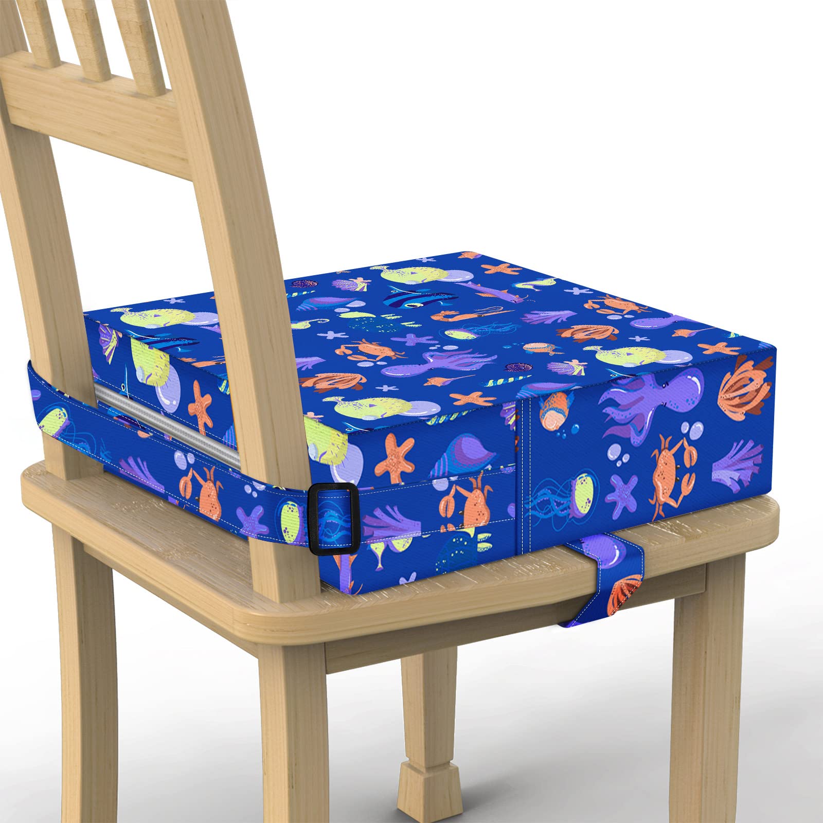 SMZCTYI Toddler Booster Seat back view boosts dining height for eye contact