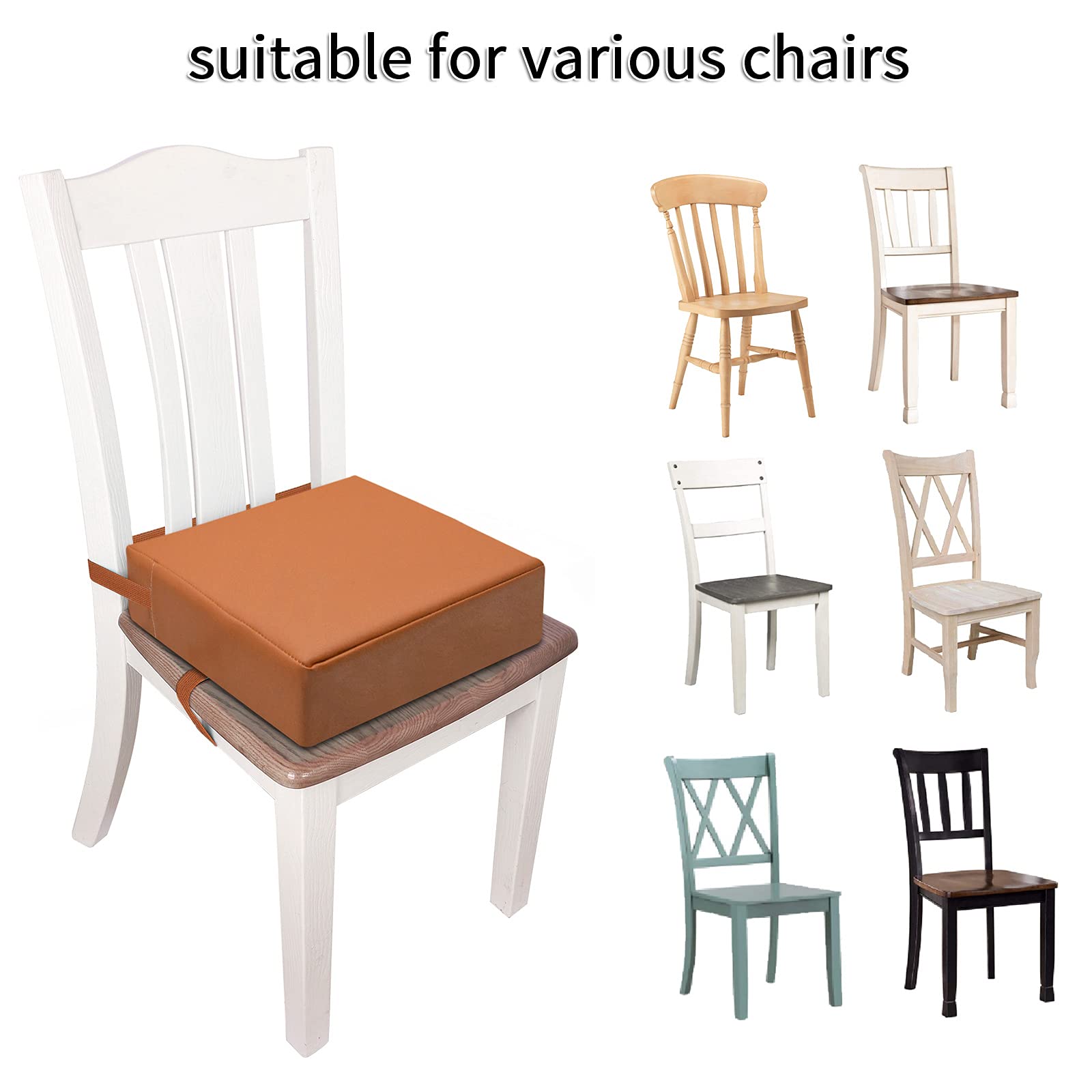 SMZCTYI booster seat size 14.2 x 12.6 x 3.5 inches supports most chairs.