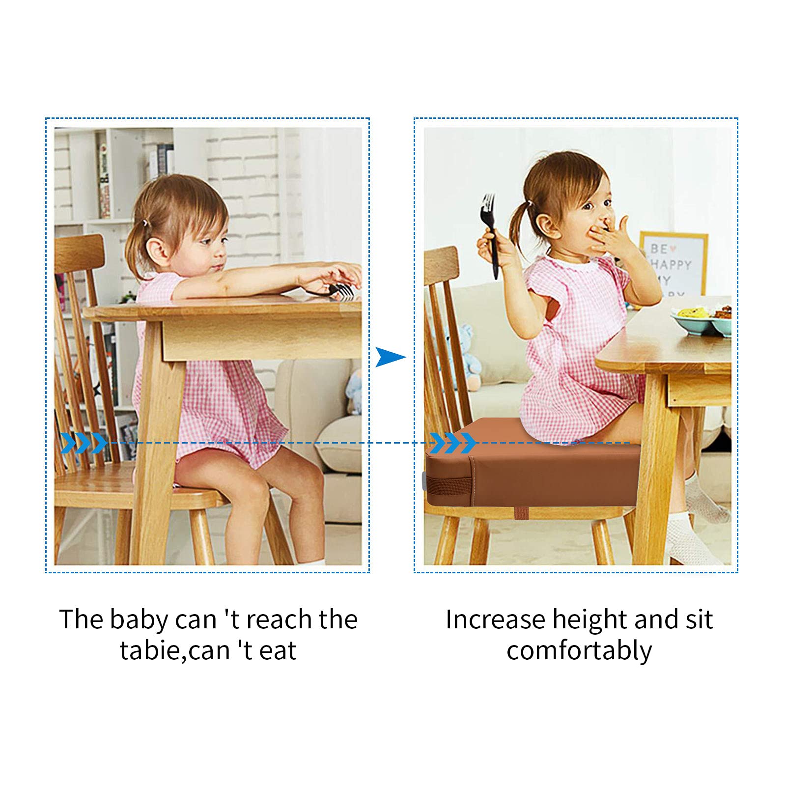 SMZCTYI toddler booster seat side view highlights adjustable straps for secure fit.