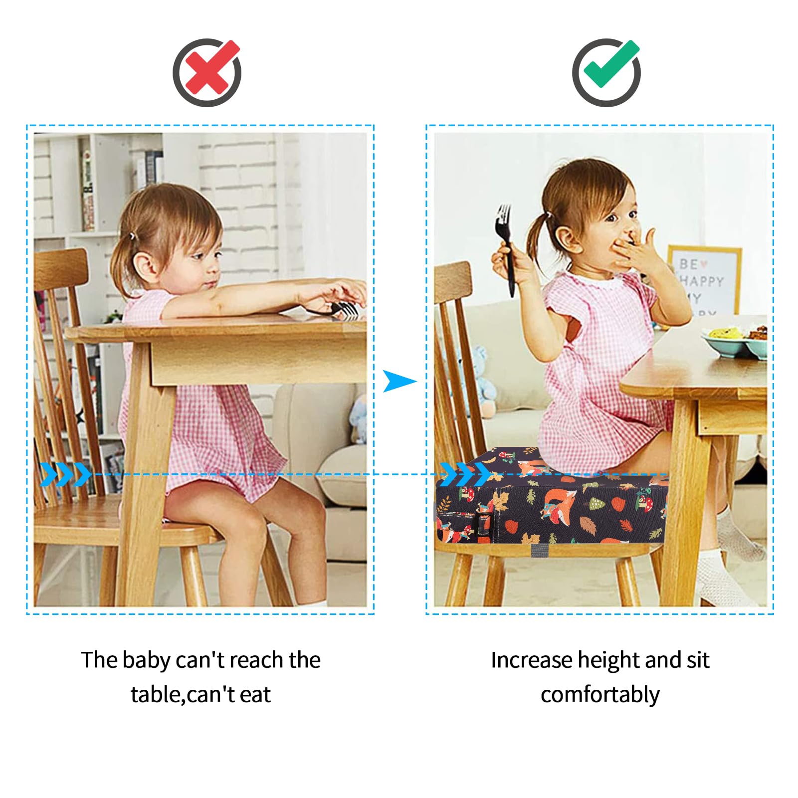 SMZCTYI Toddler Booster Seat Fox-pattern design engages children during meals.