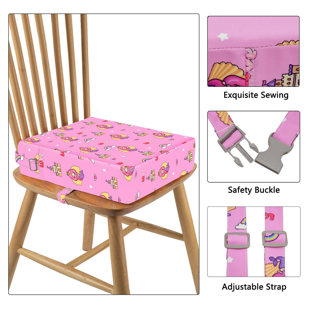 SMZCTYI booster seat with non-slip bottom keeps cushion stable during meals.