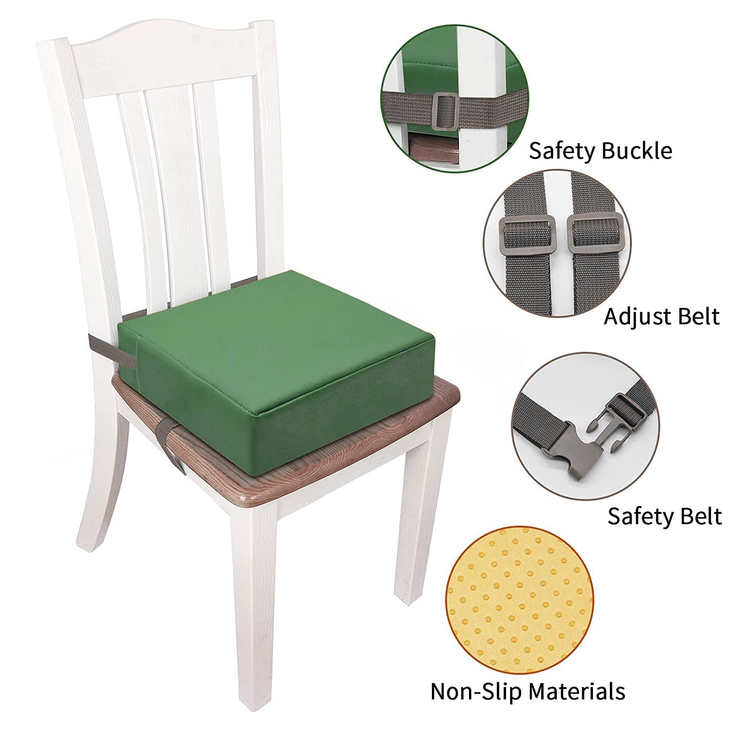 SMZCTYI booster seat bottom uses anti-slip silicone for chair stability.