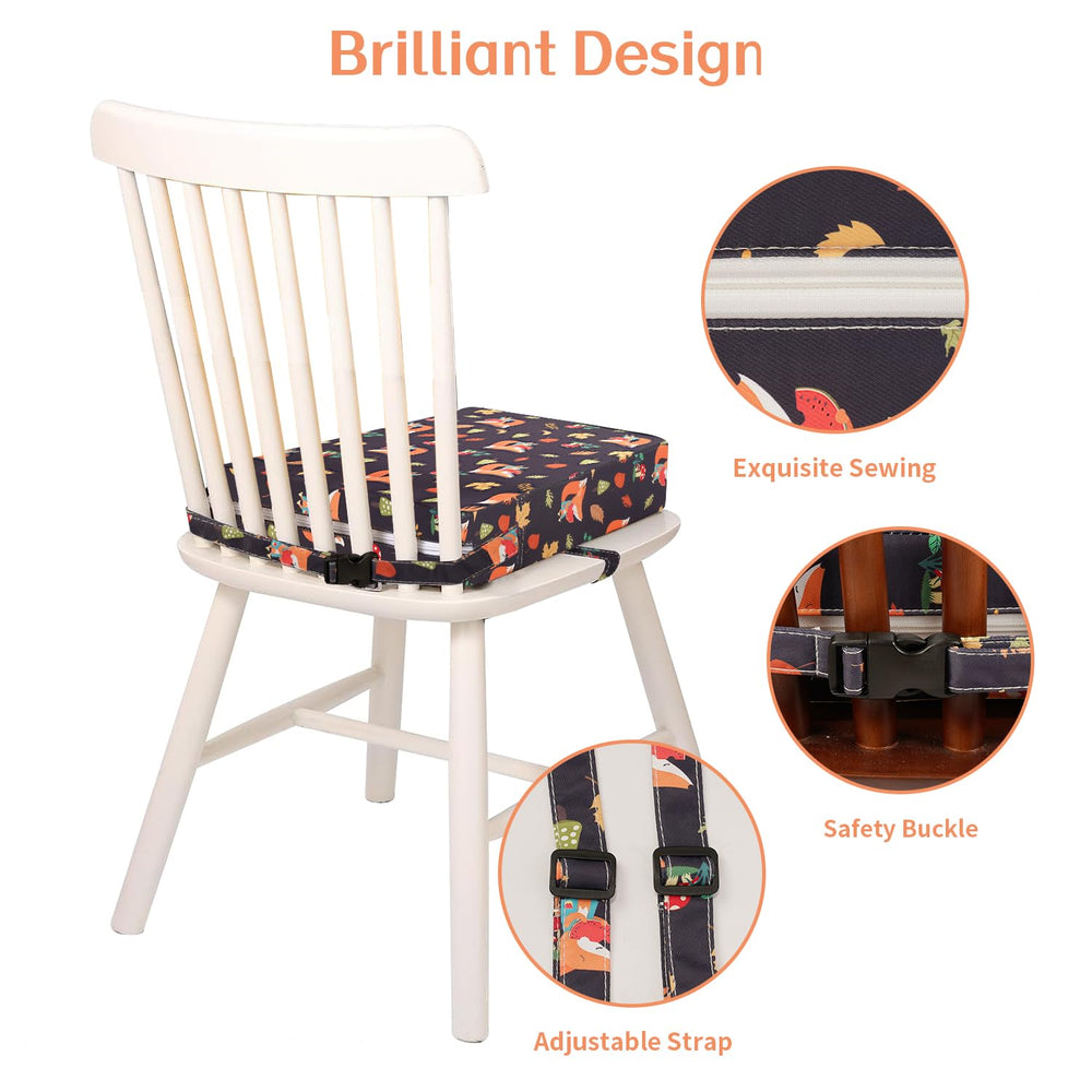 SMZCTYI Toddler Booster Seat safety belts secure the seat on dining chairs.