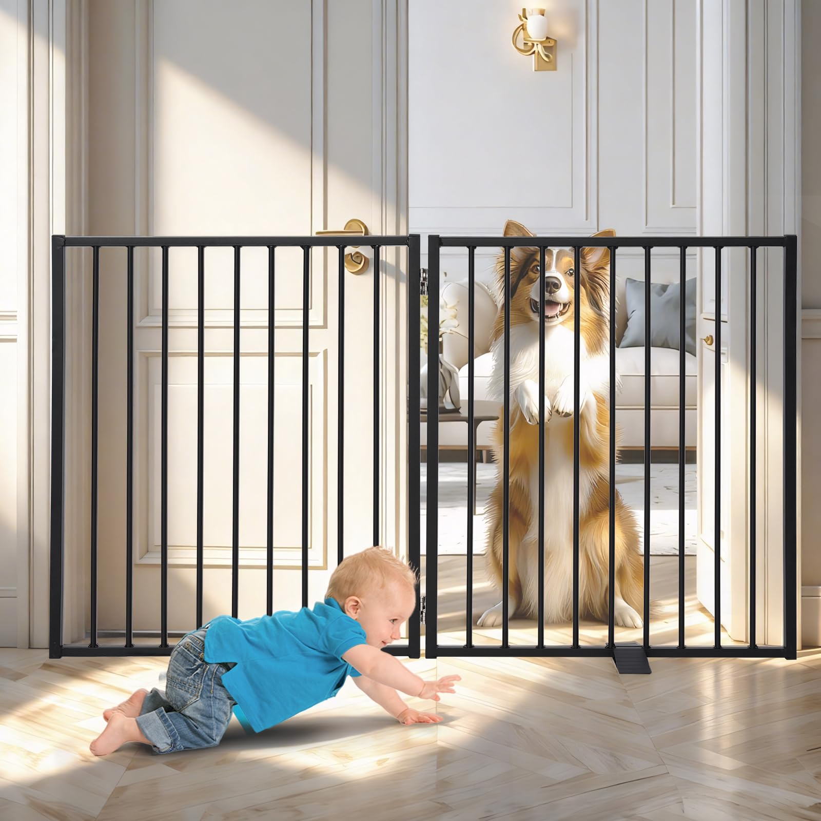 Snagle Paw auto-close two-way access illustrates smooth one-handed operation for quick dog management.