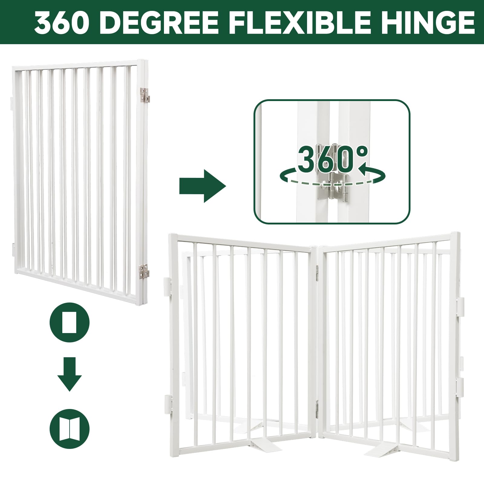 Snagle Paw dog gate with floor-protect feet prevents floor scratches while securing pets.