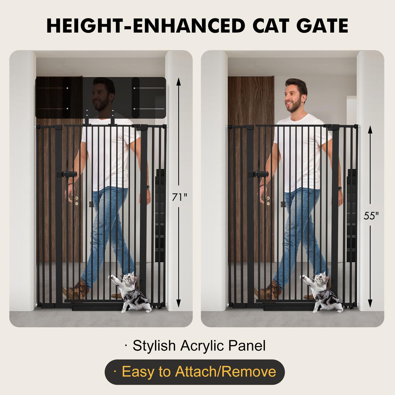 Snagle Paw 71-inch height feature highlighted for stairs and doorways