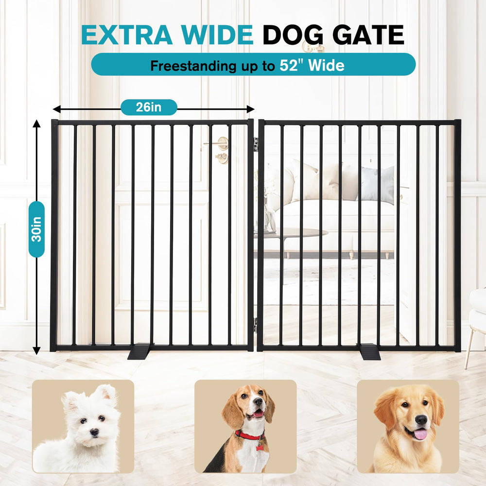 Snagle Paw free-standing dog fence with door demonstrates easy placement and versatile room-to-room use.