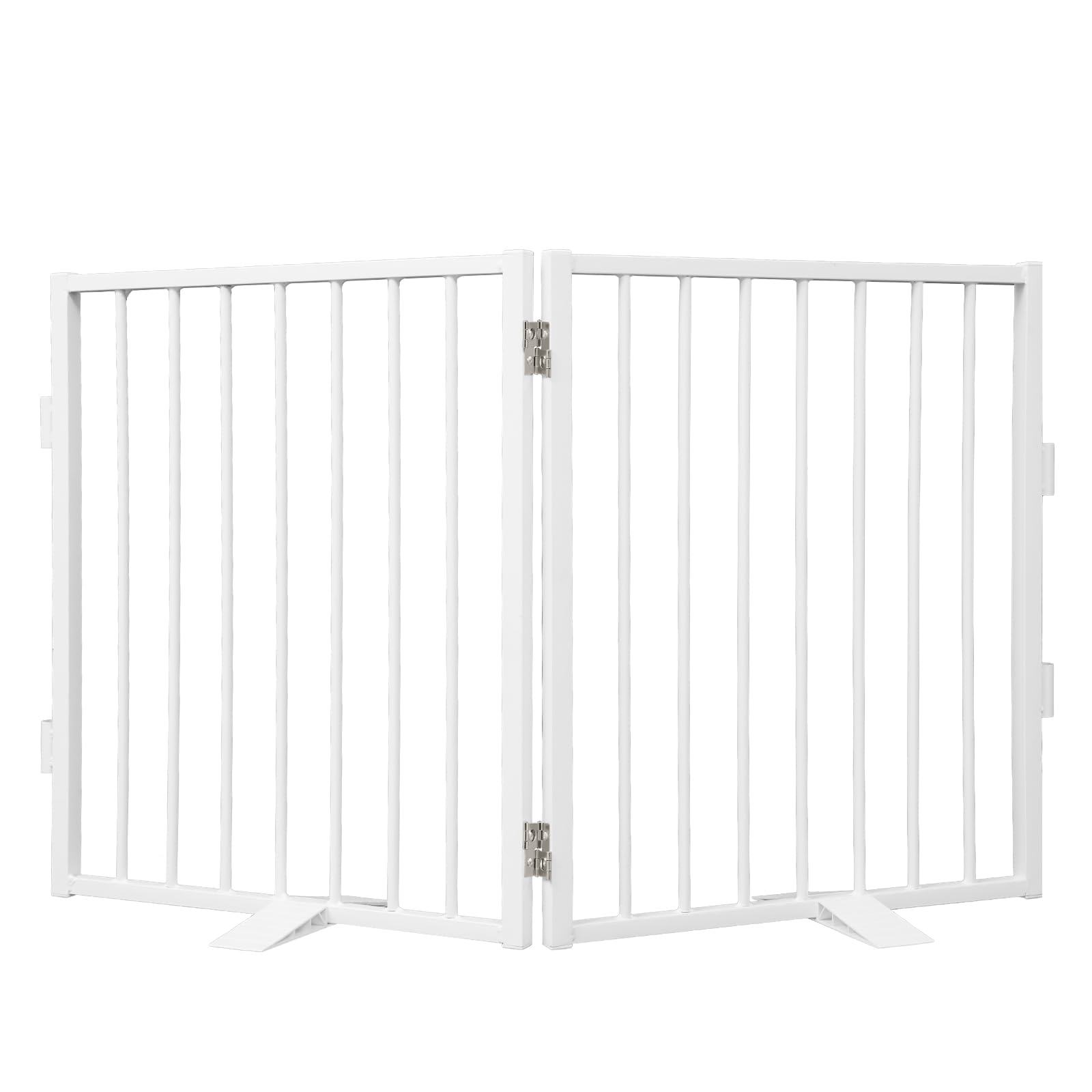 Snagle Paw full metal dog gate in white blocks doorways for pet containment.