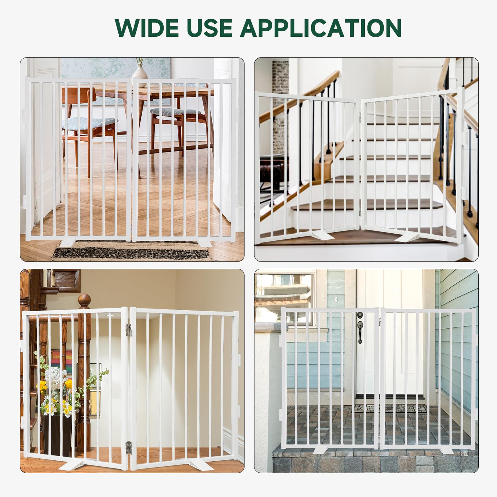 Snagle Paw white dog gate securing stairs and hallways in homes.