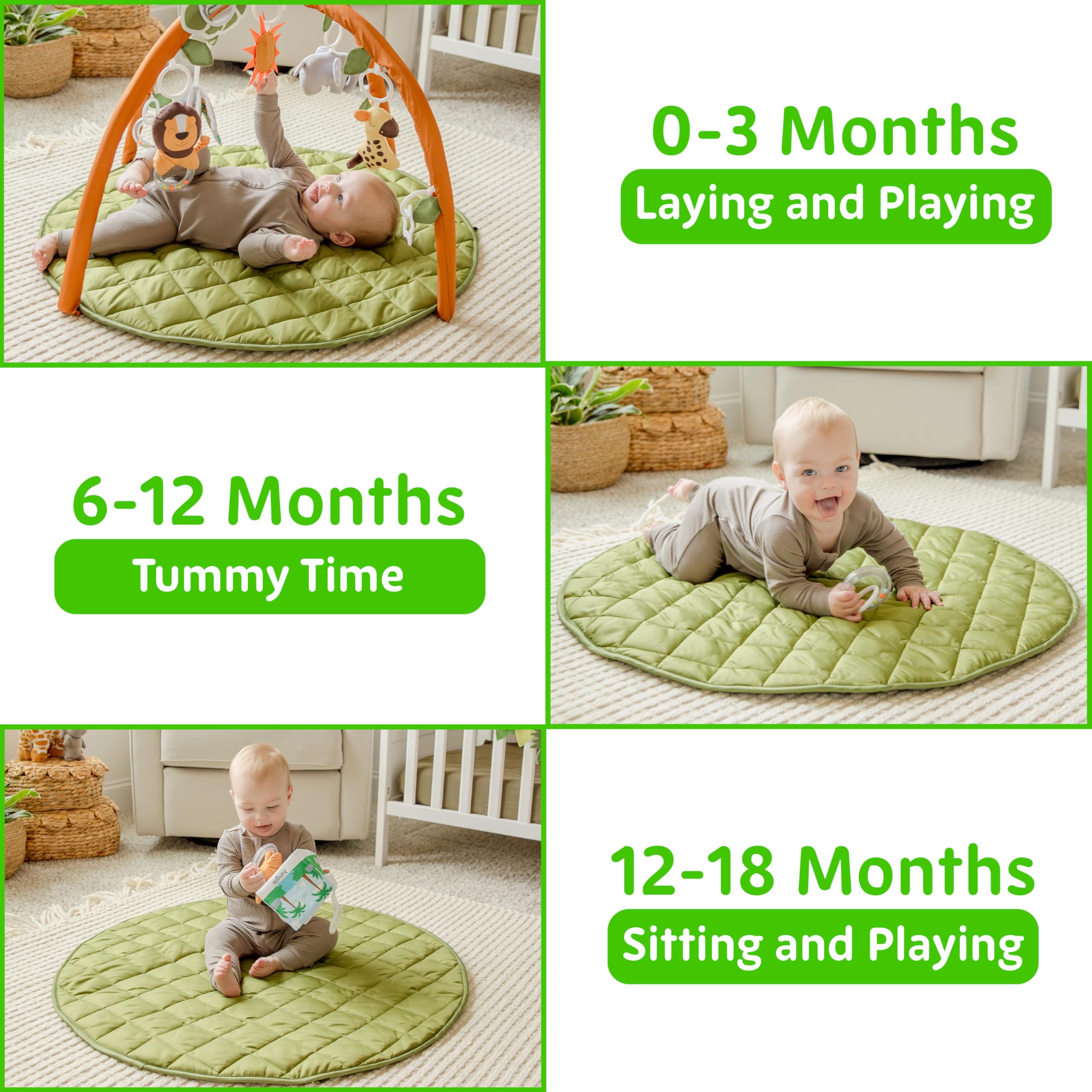 SnapPea Baby Activity Mat non-slip base ensures stable tummy time play.