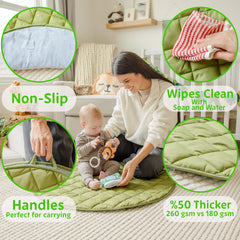 SnapPea Baby Activity Mat portable handle enables easy transport and setup.
