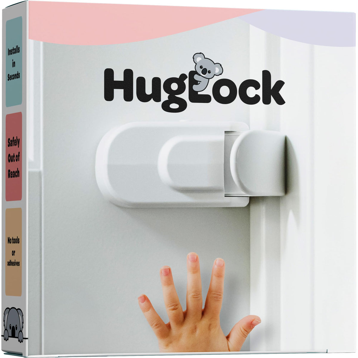 SnapPower HugLock installed high on a door to deter curious kids and pets