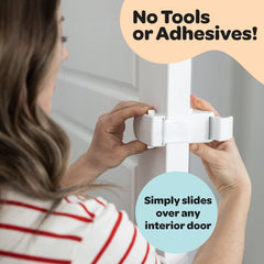 Snappower HugLock installation demonstrates tool-free setup on interior doors.